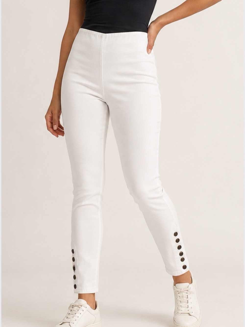 Soft Surroundings Metro White Snap Ankle Stretch Leggings Pants